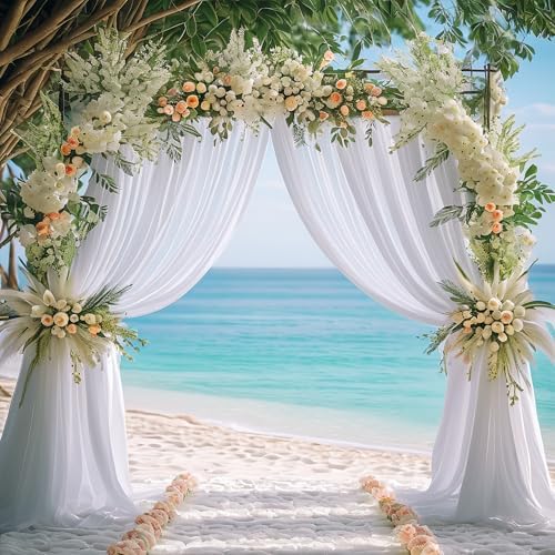 White Backdrop Curtains Drapes for Parties Wedding, 5x10FT 2 Panel in 5'(W) x 10'(H), 2 panels in White, alternate view 6