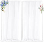 White Backdrop Curtains for Parties, Chiffon Photo Backdrop Drapes 2 Panels 5x10FT Sheer Outdoor Curtain for