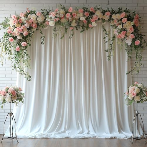 White Backdrop Curtains for Wedding Parties, 20x7FT Wrinkle Free Photo Backdrop Curtains for Wedding Birthday