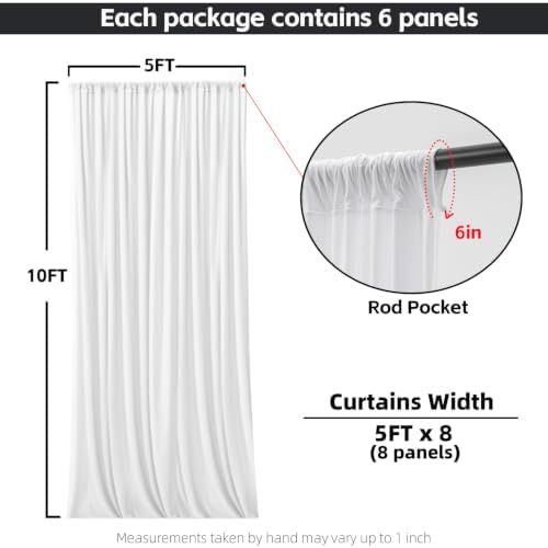 White Backdrop Curtains for Wedding Parties 30x7FT Wrinkle Free Photo Backdrop Curtains for Wedding Birthday, alternate view