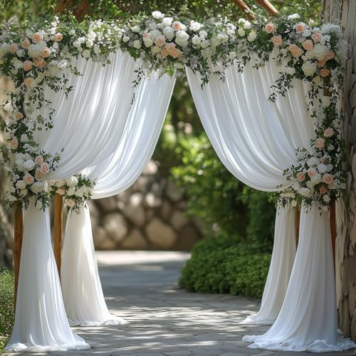 White Backdrop Curtains for Wedding Parties 30x7FT Wrinkle Free Photo Backdrop Curtains for Wedding Birthday, alternate view