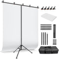 White Backdrop with Stand for Photoshoot, 5X7ft White Photo Backdrop with T Shape Background Backdrop Stand for