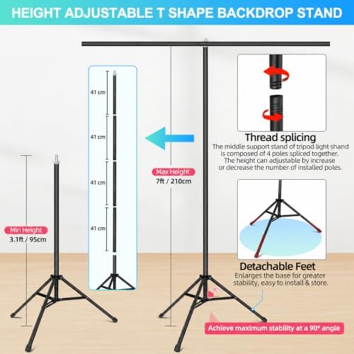 White Backdrop with Stand for Photoshoot, 5X7ft White Photo Backdrop with T Shape Background Backdrop Stand for, alternate