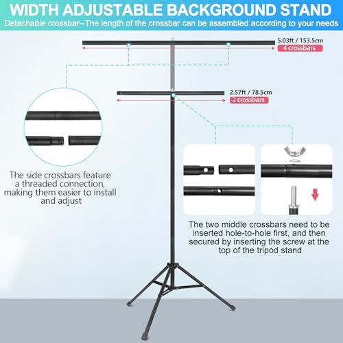 White Backdrop with Stand for Photoshoot, 5X7ft White Photo Backdrop with T Shape Background Backdrop Stand for, alternate