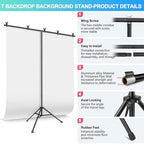 White Backdrop with Stand for Photoshoot, 5X7ft White Photo Backdrop with T Shape Background Backdrop Stand for, alternate