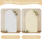 White Beige 7.2FT Arch Backdrop Cover Party Wedding Arch Covers Stretchy Backdrop Baby Shower Bridal Shower, alternate view 2