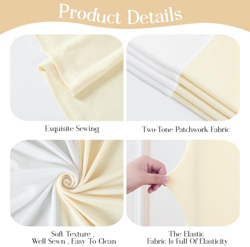 White Beige 7.2FT Arch Backdrop Cover Party Wedding Arch Covers Stretchy Backdrop Baby Shower Bridal Shower, alternate view 5
