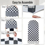 White Black Checkered Arch Backdrop Cover, 7.2FT x 4FT, for Birthday Photo in 7.2FT in checkered, alternate view 4