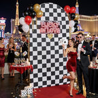 White Black Checkered Arch Backdrop Cover, 7.2FT x 4FT, for Birthday Photo in 7.2FT in checkered, alternate view 6