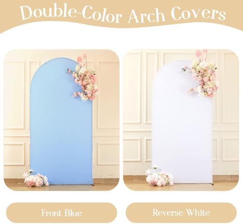 White Blue Arch Backdrop Cover 7.2ft Party Wedding Arch Covers Stretchy Backdrop Decorations Baby Shower Bridal, alternate