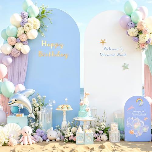 White Blue Arch Backdrop Cover 7.2ft Party Wedding Arch Covers Stretchy Backdrop Decorations Baby Shower Bridal, alternate