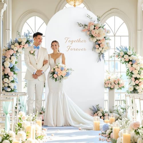 White Blue Arch Backdrop Cover 7.2ft Party Wedding Arch Covers Stretchy Backdrop Decorations Baby Shower Bridal, alternate