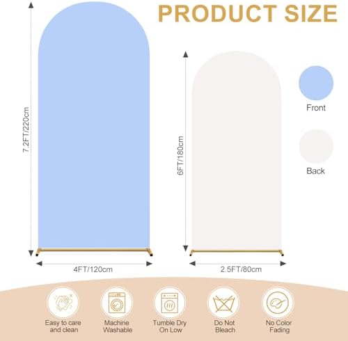 White Blue Arch Backdrop Cover Set of 2 (6FT/7.2FT) Arch Cover Spandex Party Wedding Arch Stand Covers for Baby, alternate