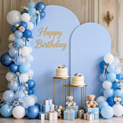 White Blue Arch Backdrop Cover Set of 2 (6FT/7.2FT) Arch Cover Spandex Party Wedding Arch Stand Covers for Baby, alternate