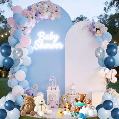 White Blue Arch Backdrop Cover Set of 2 (6FT/7.2FT) Arch Cover Spandex Party Wedding Arch Stand Covers for Baby, alternate