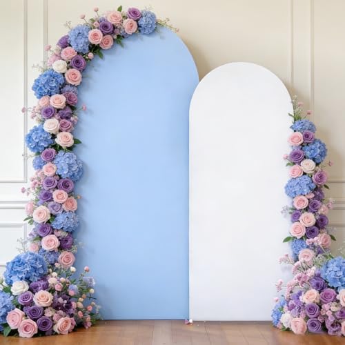 White Blue Arch Backdrop Cover Set of 2 (6FT/7.2FT) Arch Cover Spandex Party Wedding Arch Stand Covers for Baby, alternate