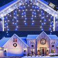 White & Blue Christmas Icicle Lights, 29.5ft 360 LED Icicle Lights, 8 Modes, 60 Drops, Window Curtain Led