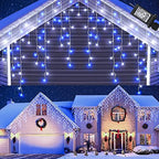 White & Blue Christmas Icicle Lights, 29.5ft 360 LED Icicle Lights, 8 Modes, 60 Drops, Window Curtain Led