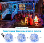 White & Blue Christmas Icicle Lights, 29.5ft 360 LED Icicle Lights, 8 Modes, 60 Drops, Window Curtain Led, alternate view 4