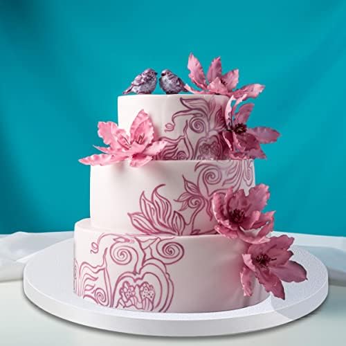 White Cake Drums Round 14 Inch Cake Boards with 1/2-Inch Thick Smooth Edges for Multi Tiered Birthday Wedding, alternate view