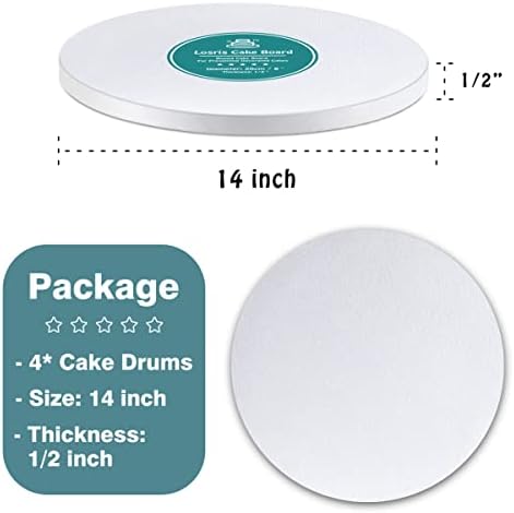 White Cake Drums Round 14 Inch Cake Boards with 1/2-Inch Thick Smooth Edges for Multi Tiered Birthday Wedding, alternate view