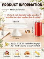 White Cake Stand for Cakes Under 8 Inches Mini Dessert Plate Decor in White, alternate view 2