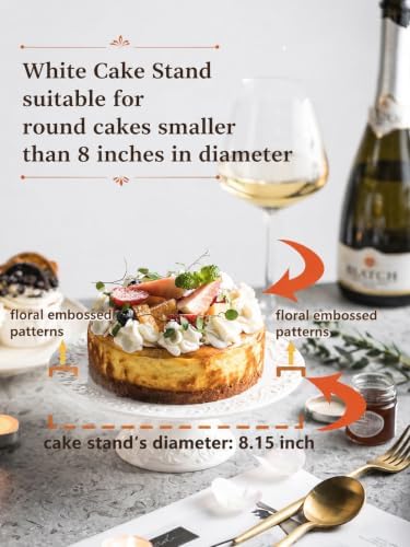 White Cake Stand for Cakes Under 8 Inches Mini Dessert Plate Decor in White, alternate view 3