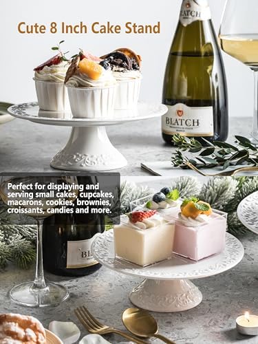White Cake Stand for Cakes Under 8 Inches Mini Dessert Plate Decor in White, alternate view 4