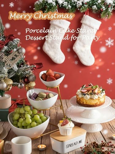 White Cake Stand for Cakes Under 8 Inches Mini Dessert Plate Decor in White, alternate view 6