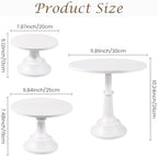 White Cake Stand Set Metal Cupcake Stand Dessert Display 3 Pcs in White, alternate view 3