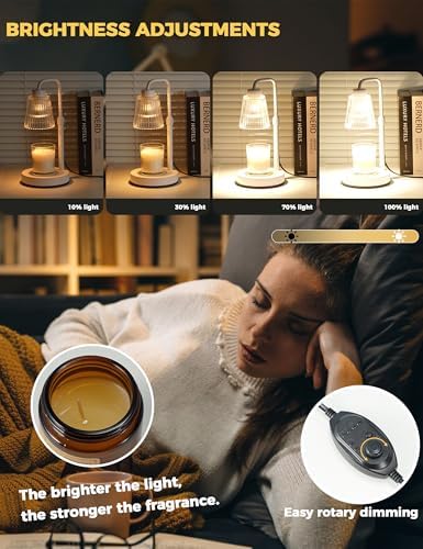 White Candle Warmer Lamp with 24h Cycle Timer, Dimmable Wax Melt Warmer, alternate view 4