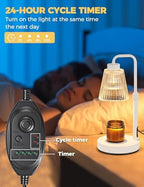 White Candle Warmer Lamp with 24h Cycle Timer, Dimmable Wax Melt Warmer, alternate view 5
