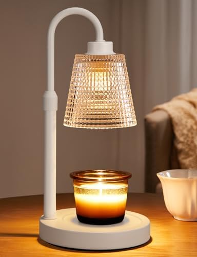 White Candle Warmer Lamp with Timer, Dimmable Candle Warmer for Jar Candles, Height Adjustable Wax Melts Warmer