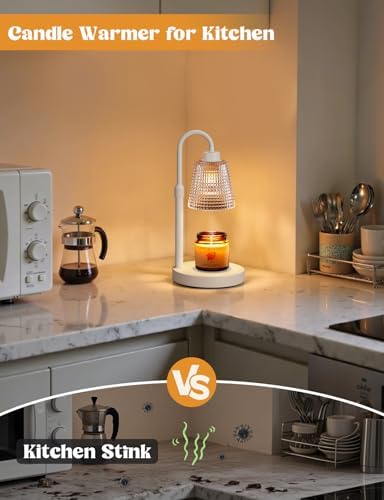 White Candle Warmer Lamp with Timer, Dimmable Candle Warmer for Jar Candles, Height Adjustable Wax Melts Warmer, alternate