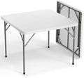 White Card Square Table, 38 inch Foldable Legs Full Table Top, Easy to Set up and Store, Folding Portable for