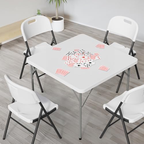 White Card Square Table, 38 inch Foldable Legs Full Table Top, Easy to Set up and Store, Folding Portable for, alternate view