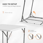 White Card Square Table, 38 inch Foldable Legs Full Table Top, Easy to Set up and Store, Folding Portable for, alternate view