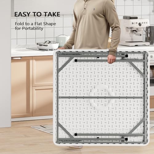 White Card Square Table, 38 inch Foldable Legs Full Table Top, Easy to Set up and Store, Folding Portable for, alternate view