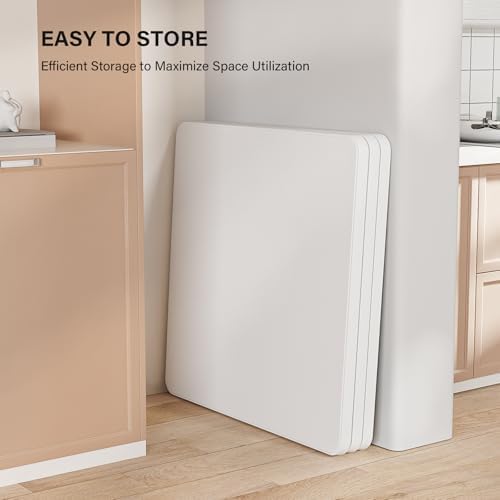 White Card Square Table, 38 inch Foldable Legs Full Table Top, Easy to Set up and Store, Folding Portable for, alternate view