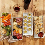 White Ceramic Serving Platters (14 x 6 Inch Rectangle Plates) Serving Dishes for Entertaining, Food, Appetizers, alternate