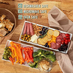 White Ceramic Serving Platters (14 x 6 Inch Rectangle Plates) Serving Dishes for Entertaining, Food, Appetizers, alternate