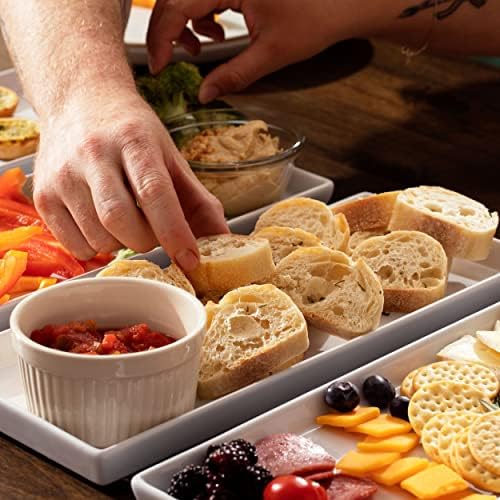 White Ceramic Serving Platters (14 x 6 Inch Rectangle Plates) Serving Dishes for Entertaining, Food, Appetizers, alternate