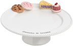 White Ceramic Sweets Pedestal in White