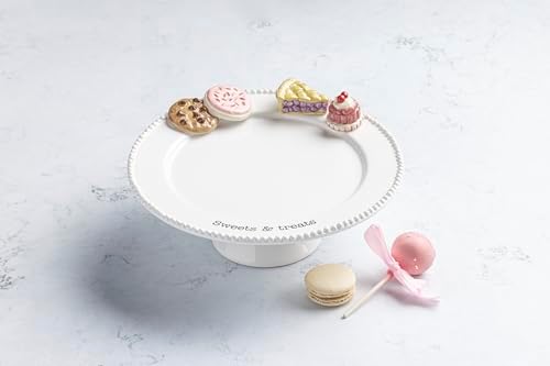 White Ceramic Sweets Pedestal in White, alternate view 2