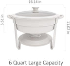 White Chafing Dishes for Buffet, 6QT Set of 2, Thick Silicone-Rim Lids, alternate view 2