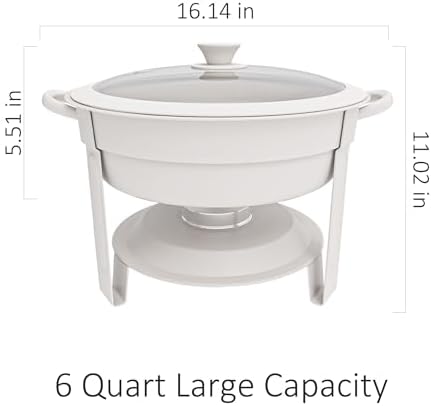 White Chafing Dishes for Buffet, 6QT Set of 2, Thick Silicone-Rim Lids, alternate view 2