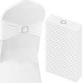 White Chair Sashes 100 Pack Spandex Stretch Chair Band Sashes with Buckles for Folding Chairs Wedding Party