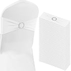 White Chair Sashes 100 Pack Spandex Stretch Chair Band Sashes with Buckles for Folding Chairs Wedding Party