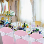 White Chair Sashes 100 Pack Spandex Stretch Chair Band Sashes with Buckles for Folding Chairs Wedding Party, alternate view 6