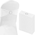 White Chair Sashes 50 Pack Spandex Stretch Chair Band Sashes with Buckles for Folding Chairs Wedding Party